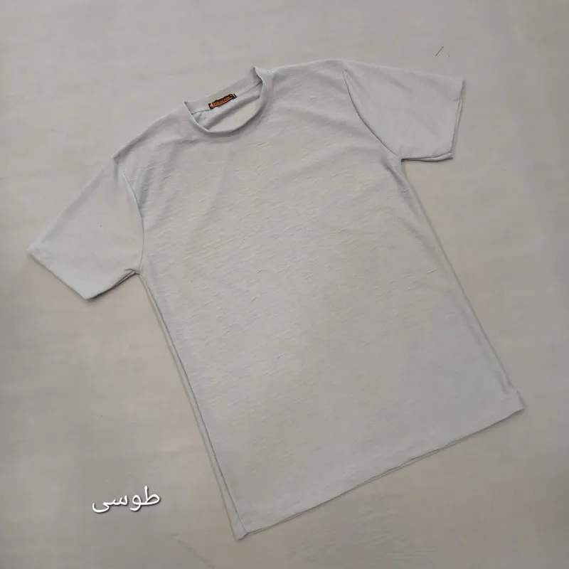 تیشرت بیسکویتی مردانه نخی ساده خنک تابستانی سایز لارج تا سه ایکس لارج
