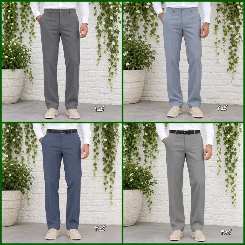 شلوار پارچه ای مردانه راسته کلاسیک نخی پارچه f رنگ ثابت سایز 42 تا 54