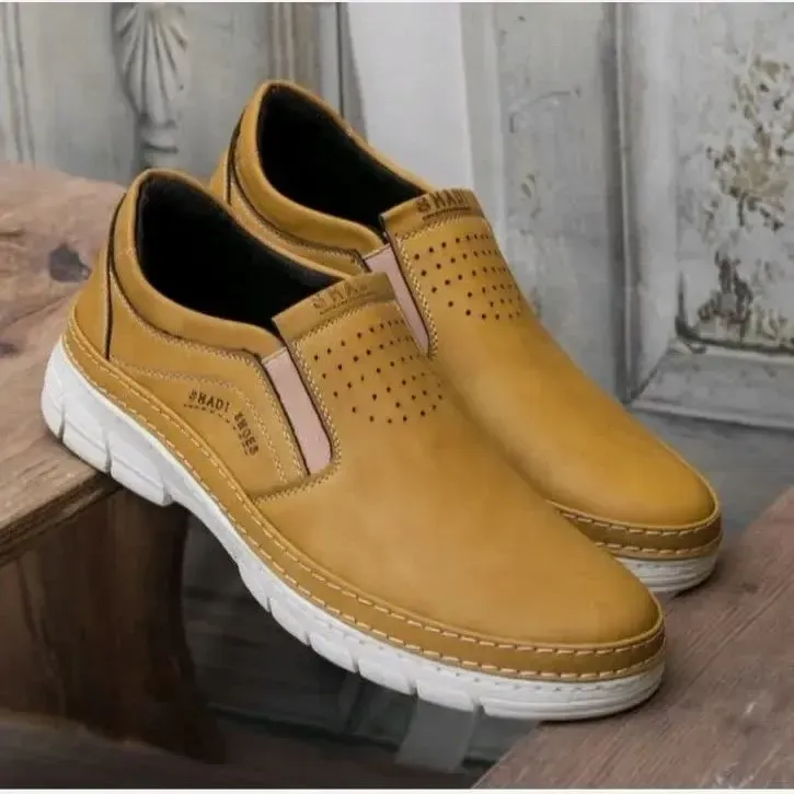 کفش مردانه اداری مدل سهند رنگ عسلی روشن چرم مصنوعی